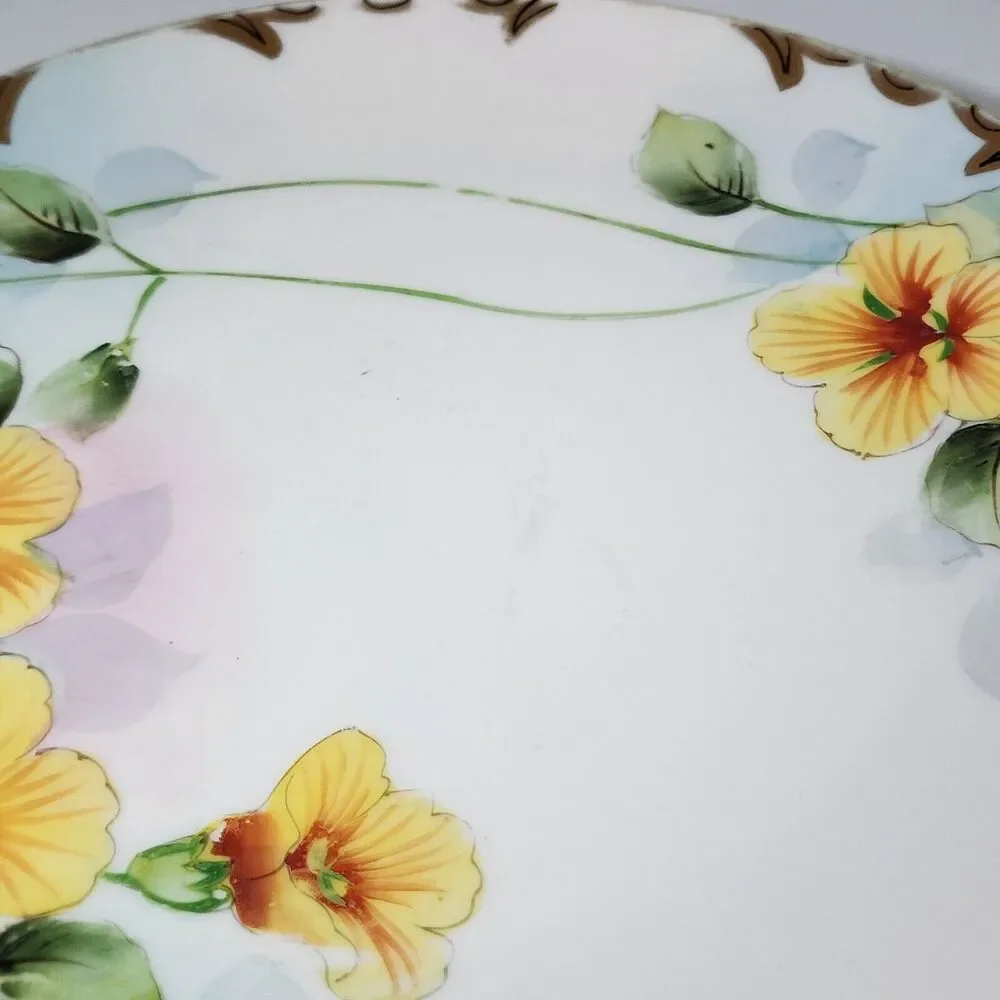 Vintage Hand Painted Nippon Yellow Floral Plate 9